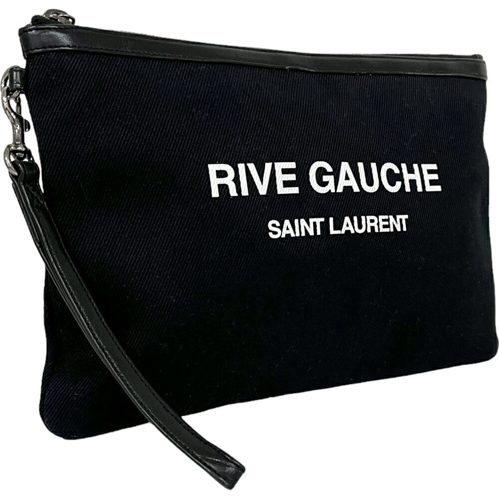 Saint Laurent Rive Gauche Clutch Bag Shoulder Handbag Black